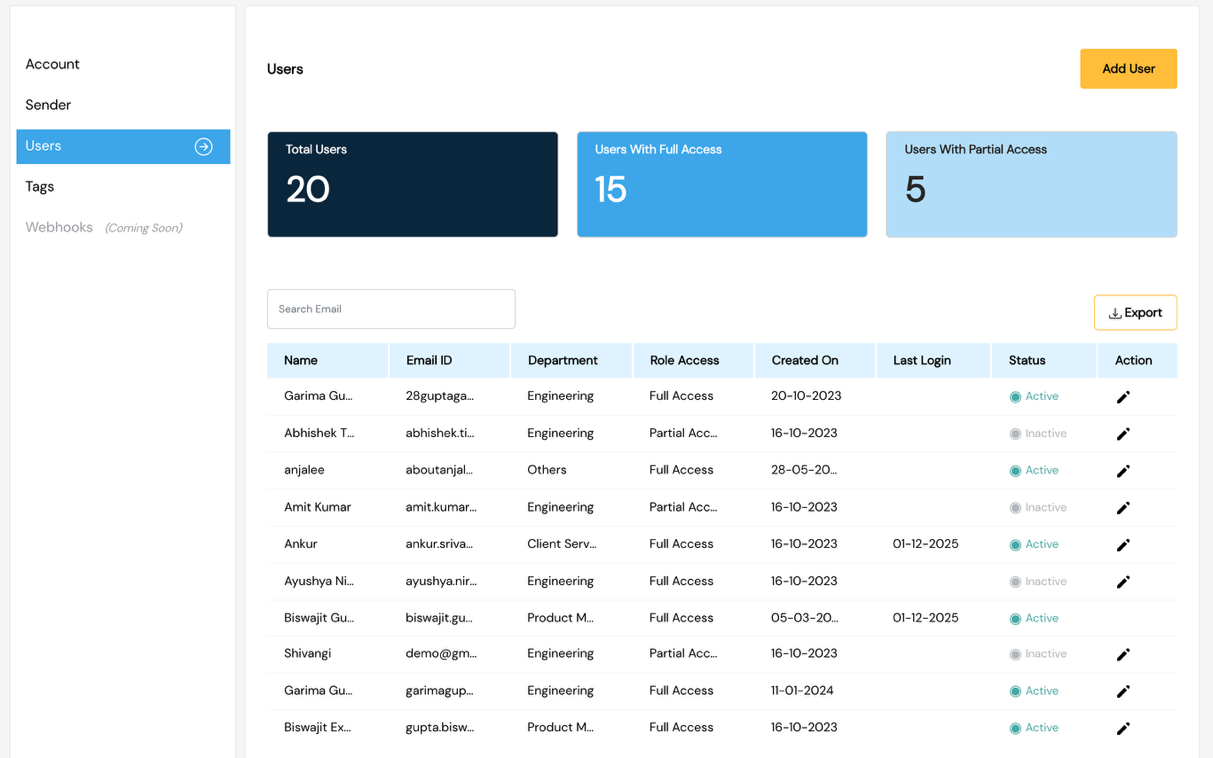 User Management Dashboard