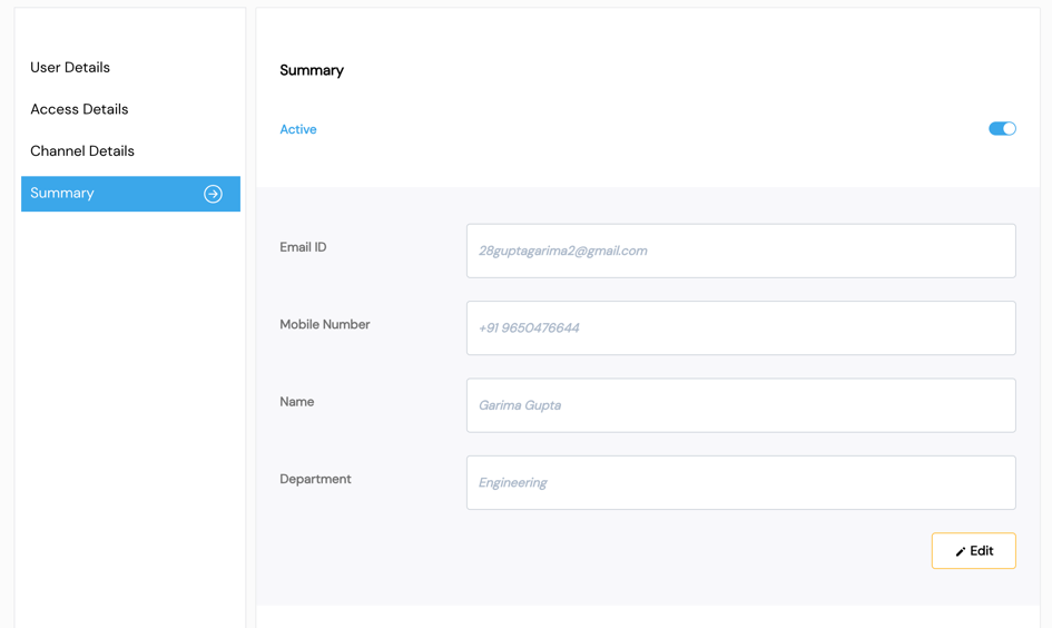 Edit User Screen