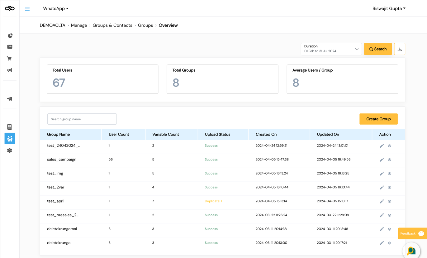 Groups Dashboard