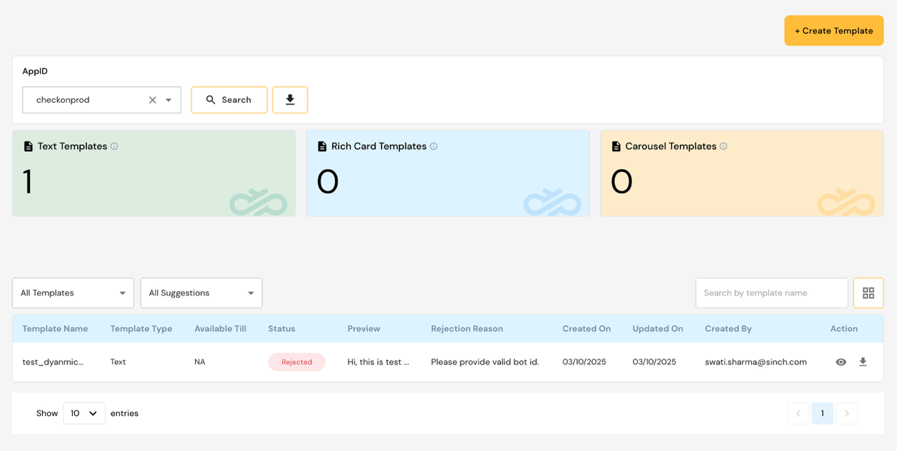 Templates List View