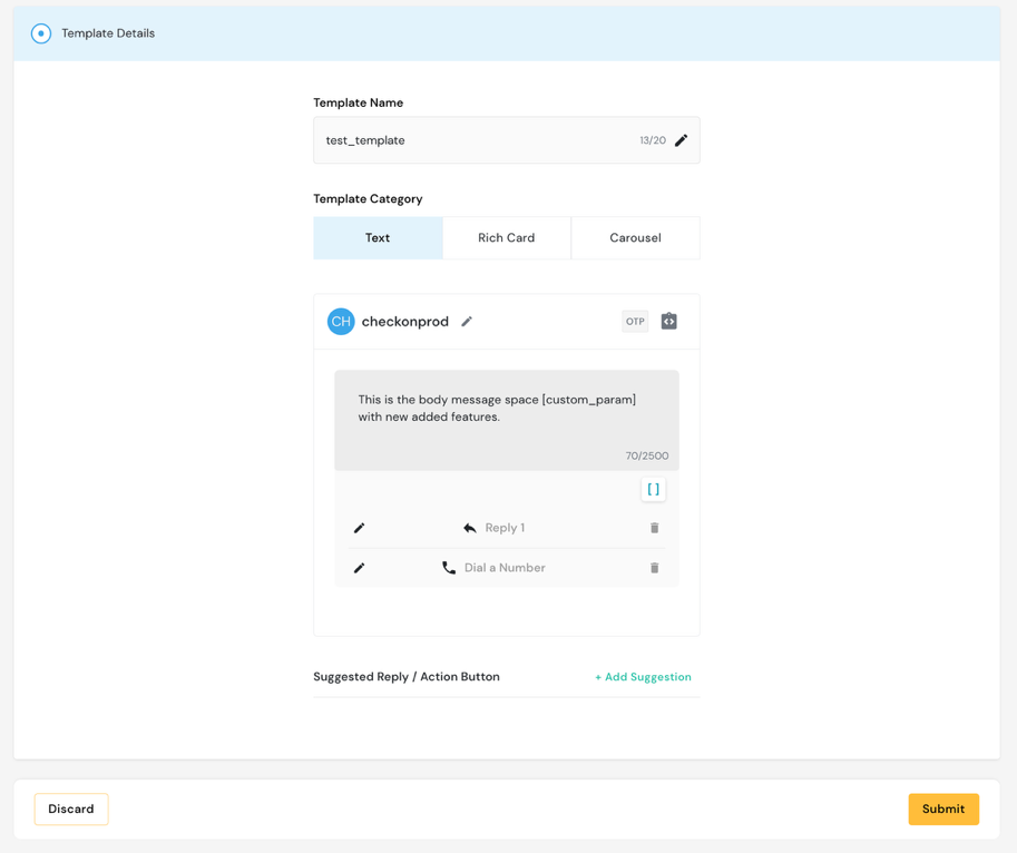 Text Message Configuration